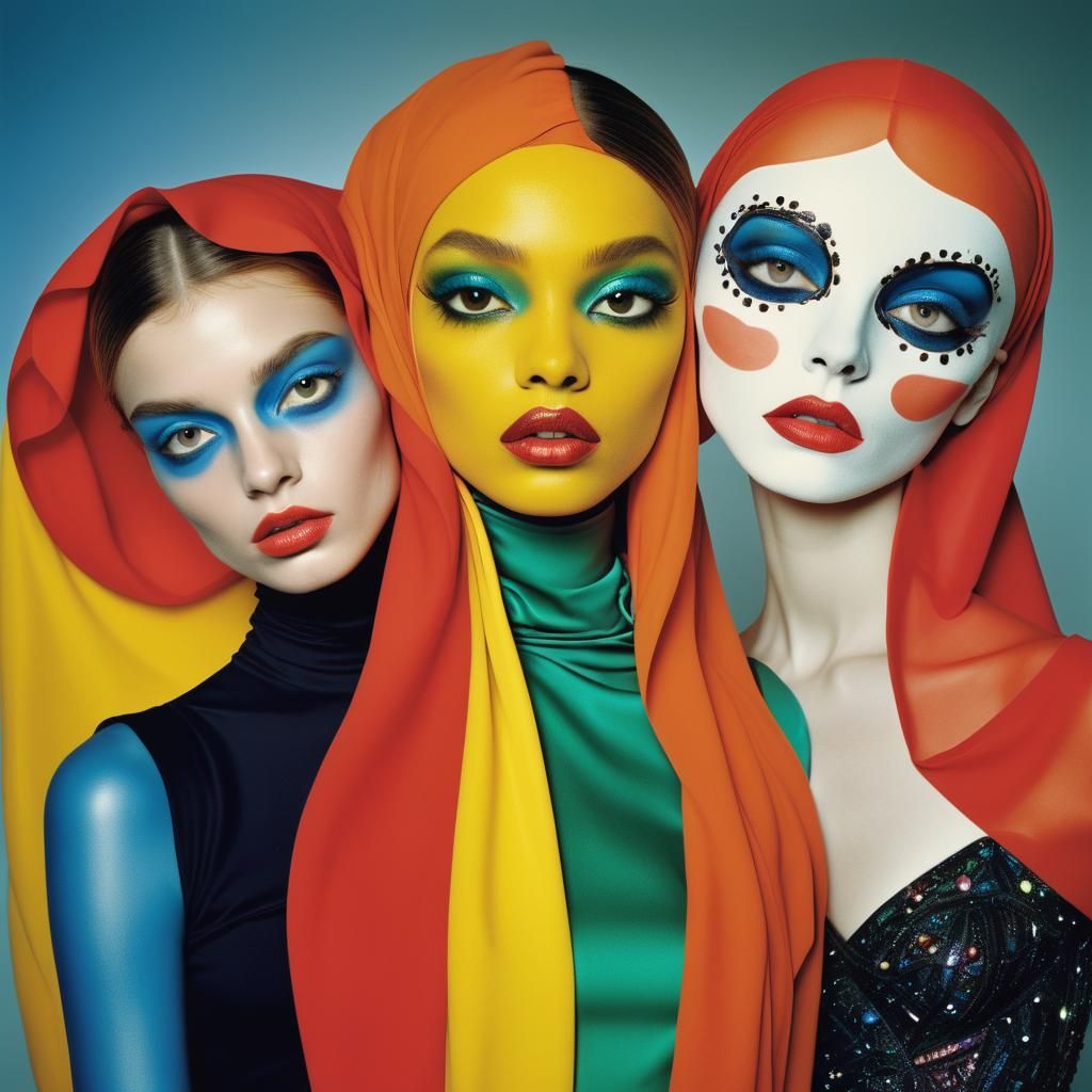 Surreal Simultaneous Dresses in LaChapelle Style