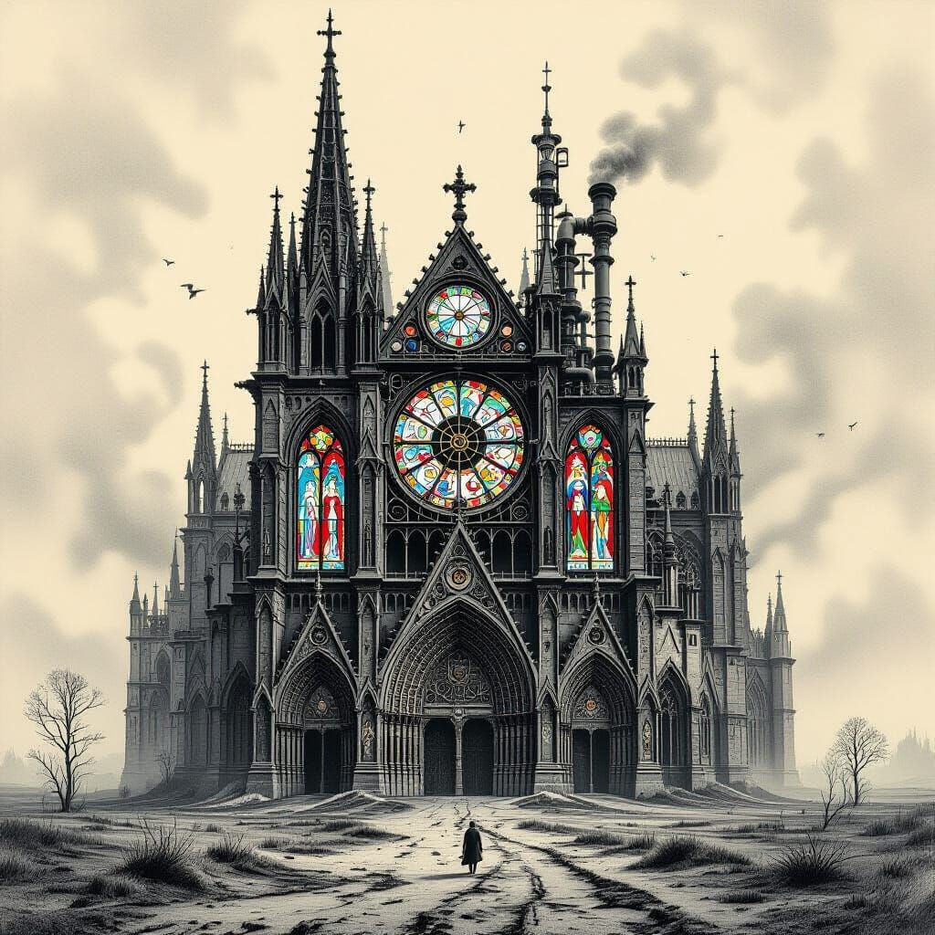 Steampunk Cathedral: Gears, Pipes, and Stained Glass
