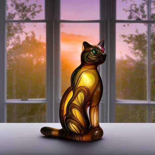 Gladis Glass Cat Figurine