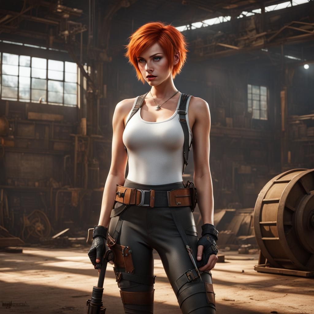 Teenage Woman in Latex Work Gear: Fantasy Art