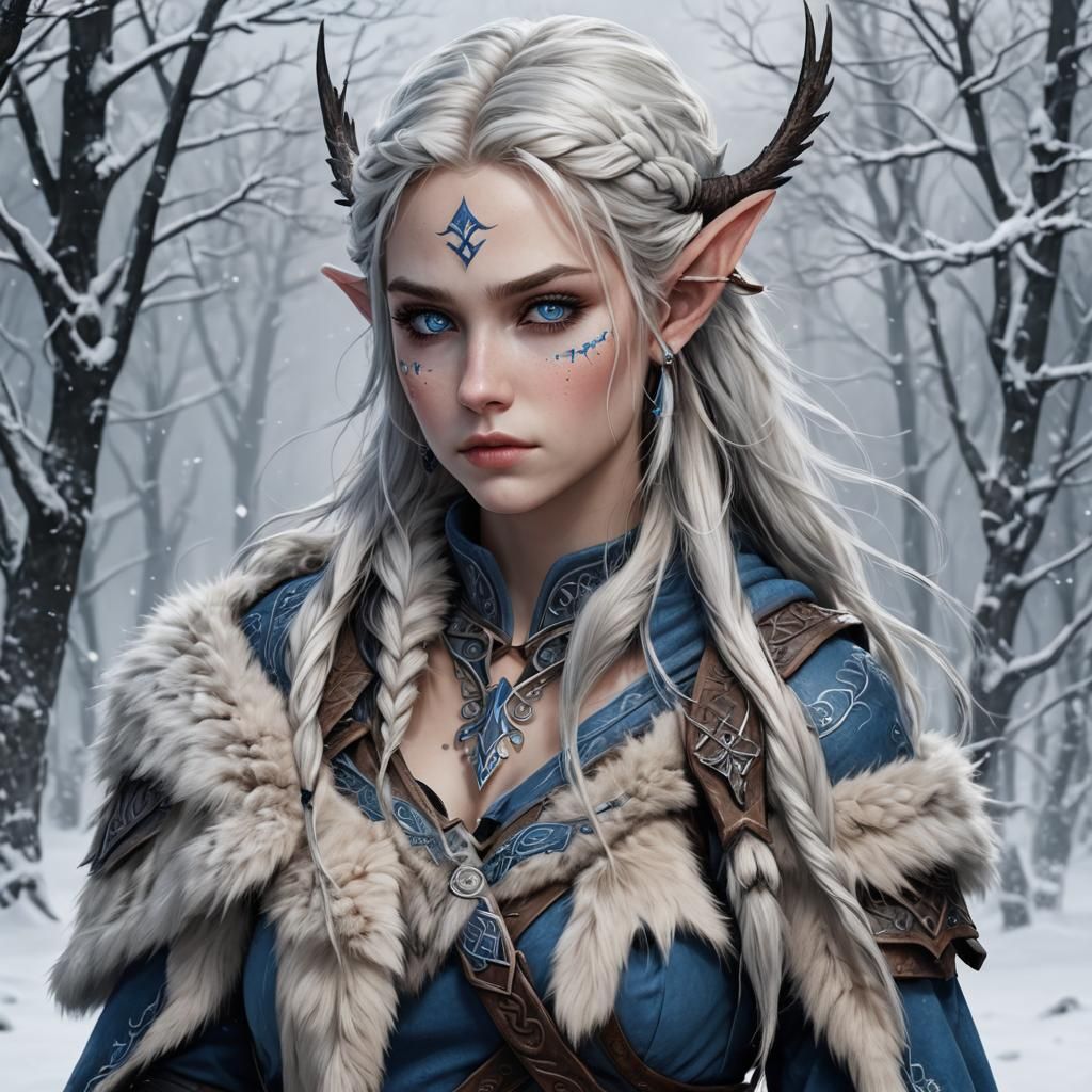 Nordic Valkyrie Elf Warrior in Winter Fur