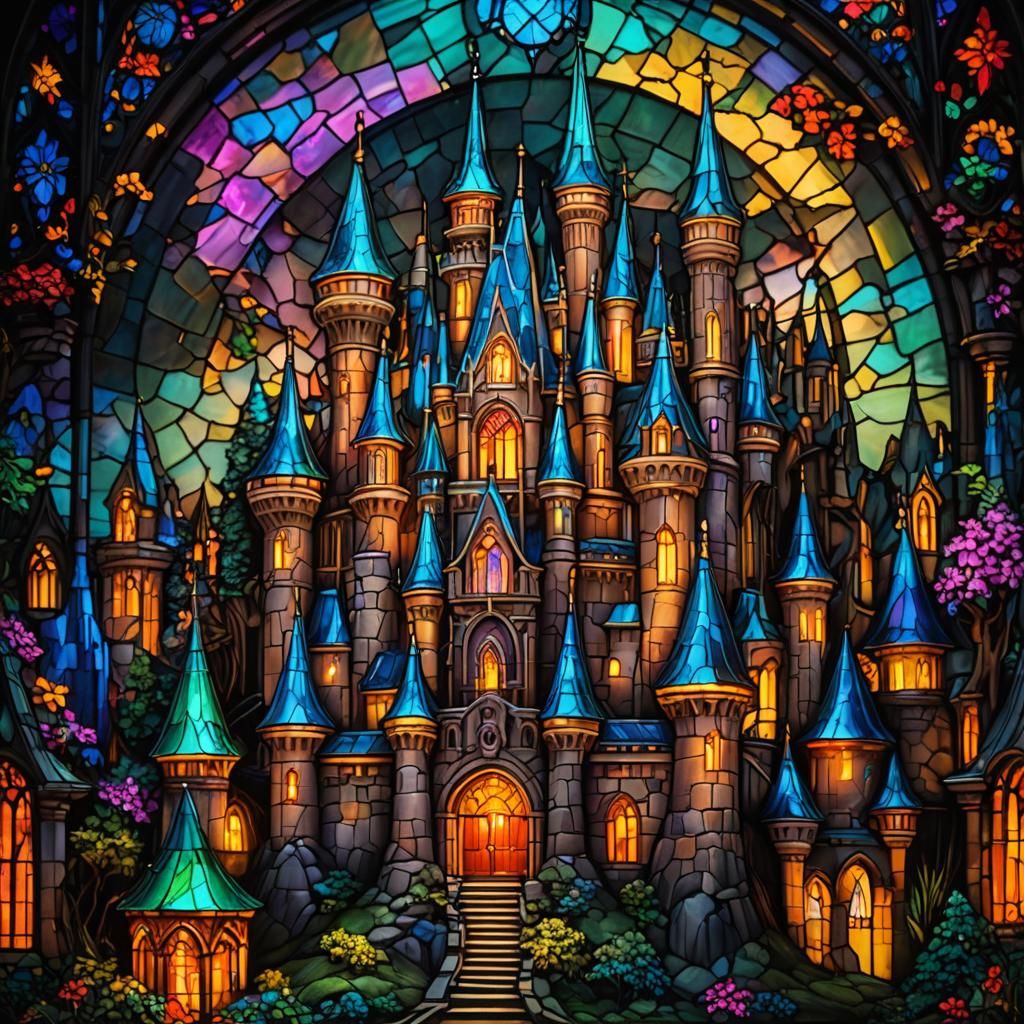 Backlit Stained Glass Castle Macro Photography