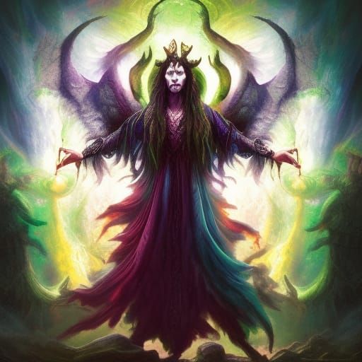 Pagan Warlock Casting an Evil Spell