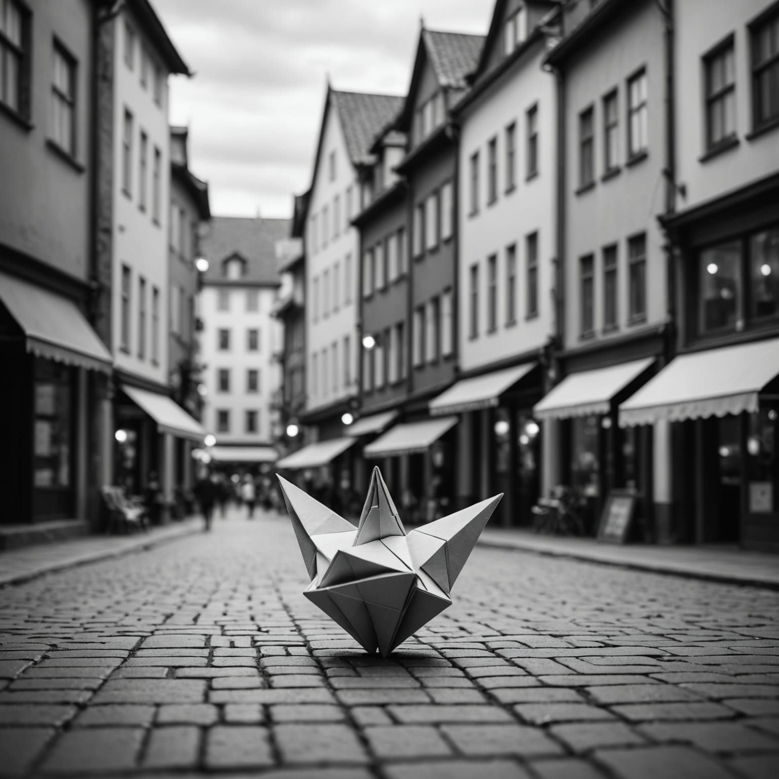 Origami Townscape in Black and White