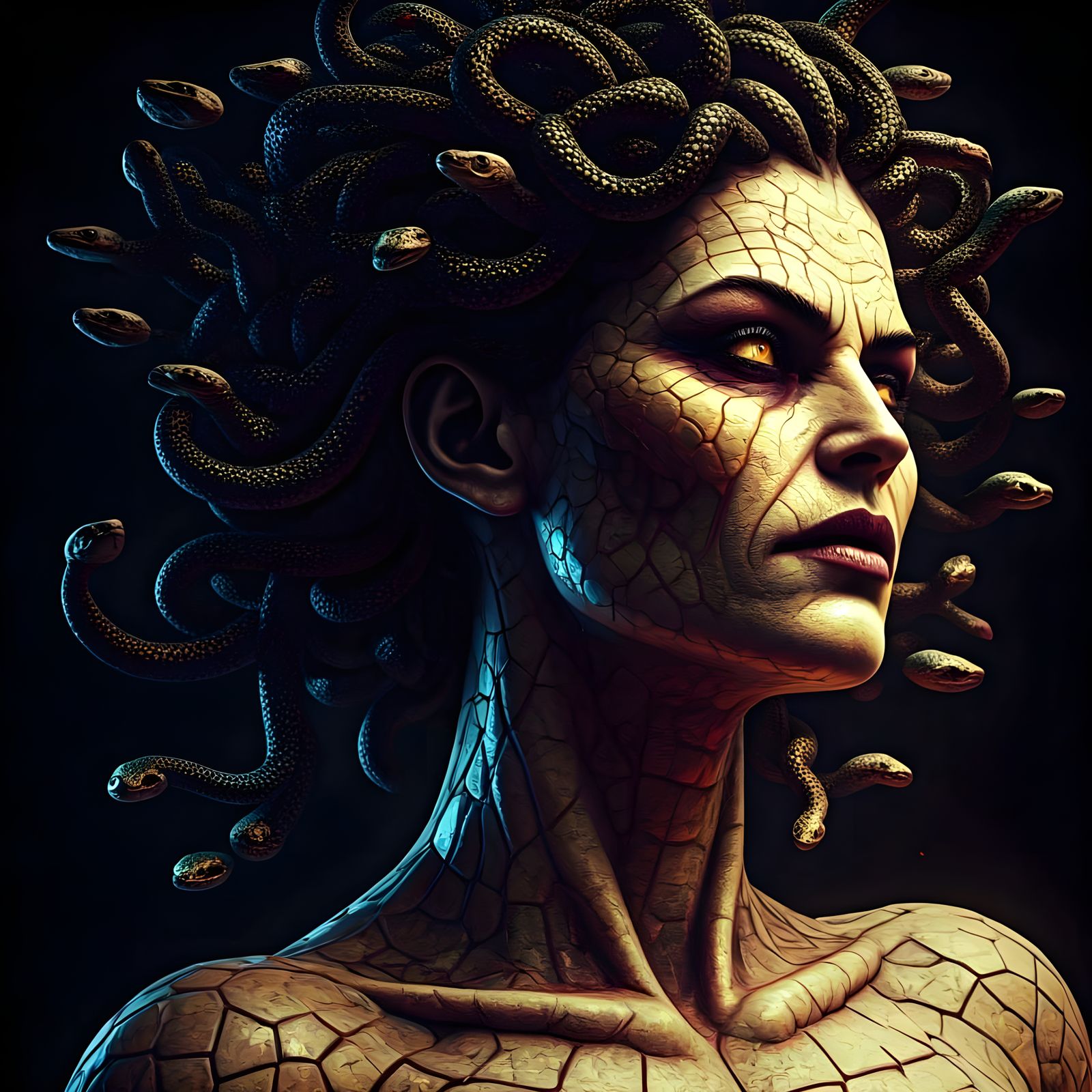 Mosaic Masterpiece of a Dark Fantasy Medusa