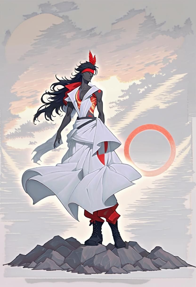 Anime Hero in Desert Landscape, Studio Trigger Style