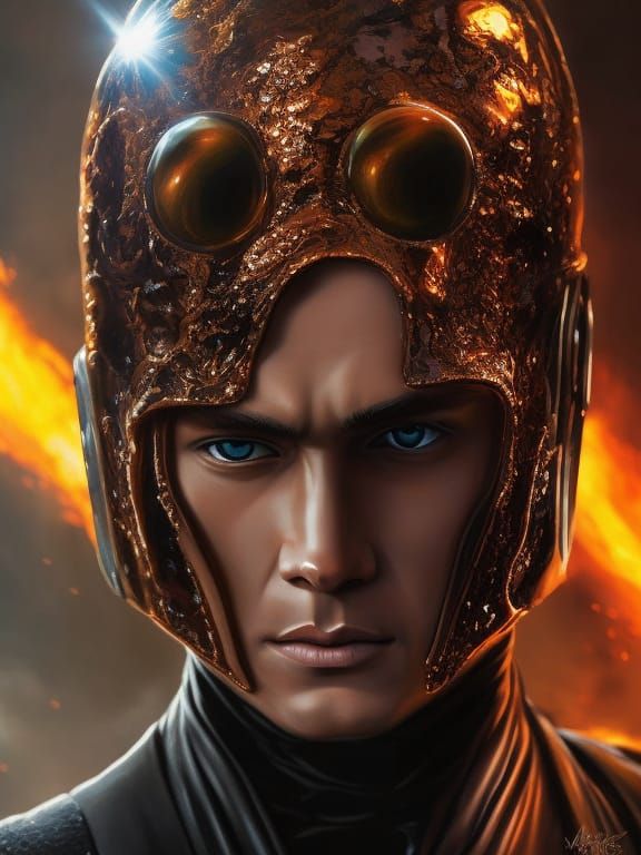 Lava Portrait of Anakin Skywalker in Hyperrealistic Style