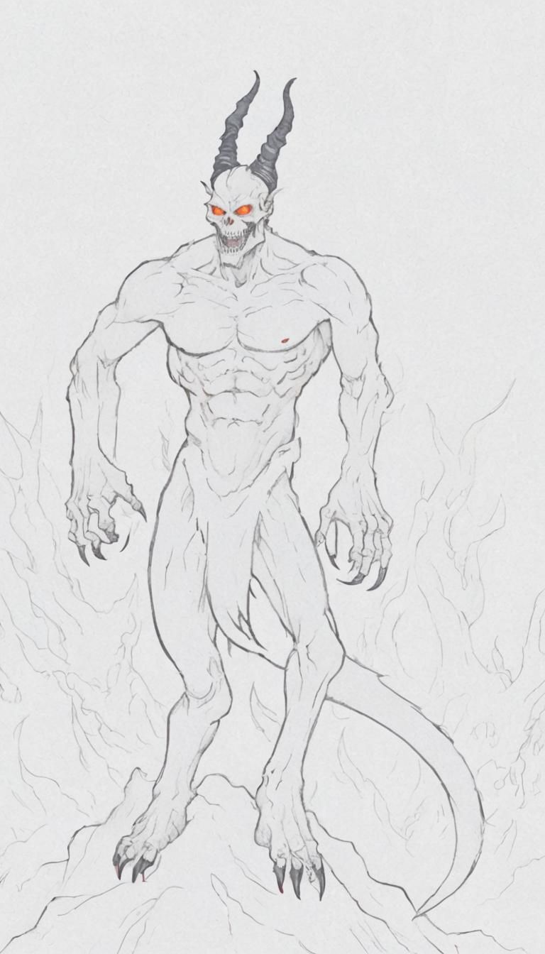 Hell Demon on Skull Mountain, Dark Fantasy Art