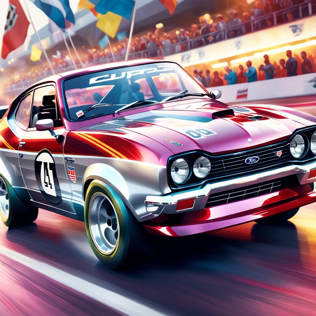 Ford Capri Supercar Racing: Hyperrealistic Concept Art