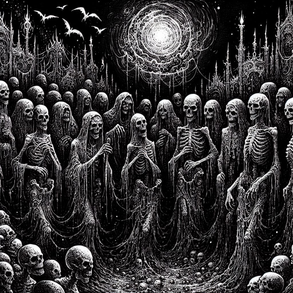 Eerie Zombie Ritual in Dark Fantasy Style