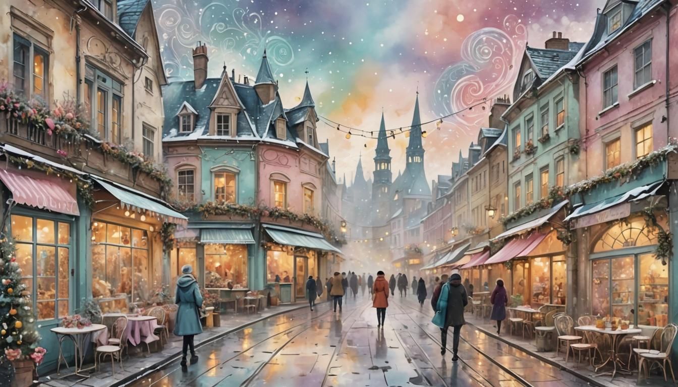 Dreamy Christmas Street in Shabby Chic Style