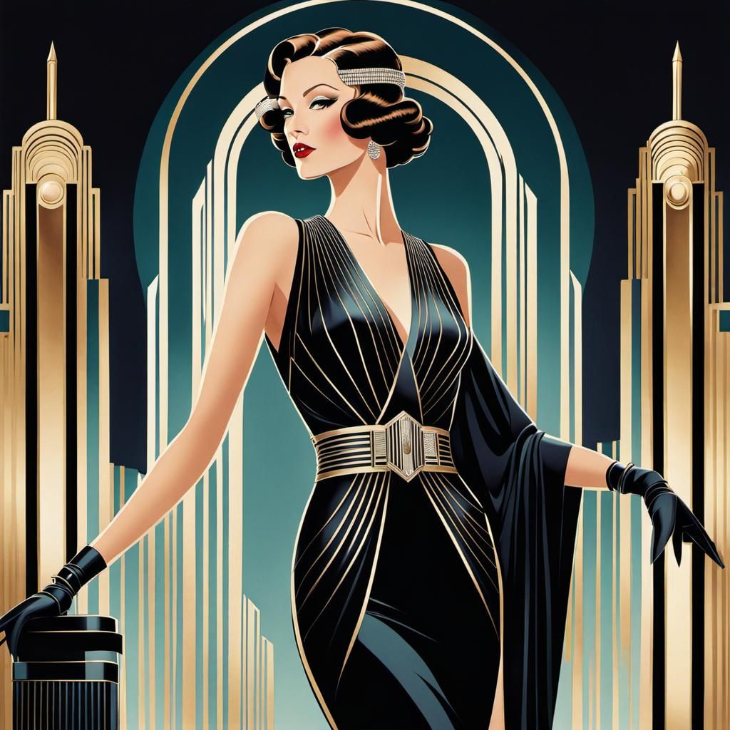 Art Deco Architecture and Fashion Illustrations