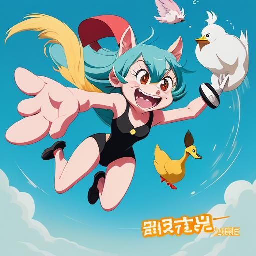 Surreal Squirrel-Duck Hybrid in Anime Style
