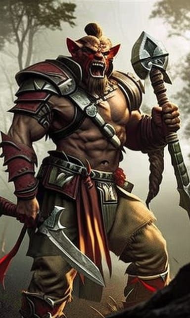 Feral Bugbear with Hammer in Fantasy Forest