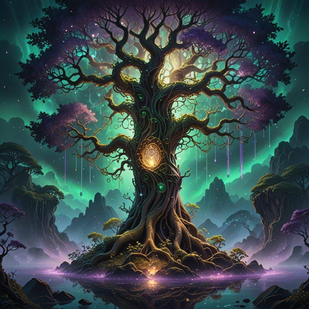 Ethereal Twilight Tree of Ancient Wisdom