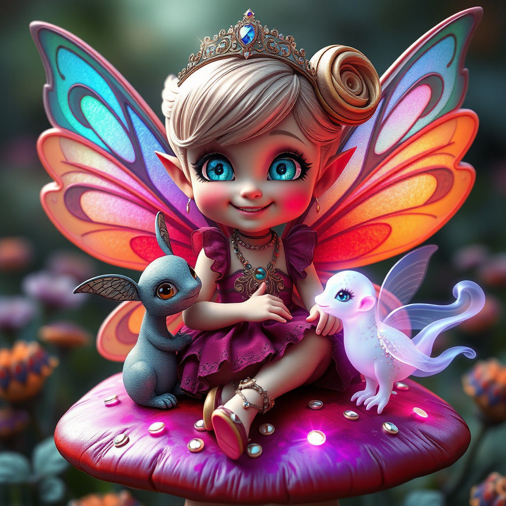 Rainbow Fairy Girl in Punk Rococo Style