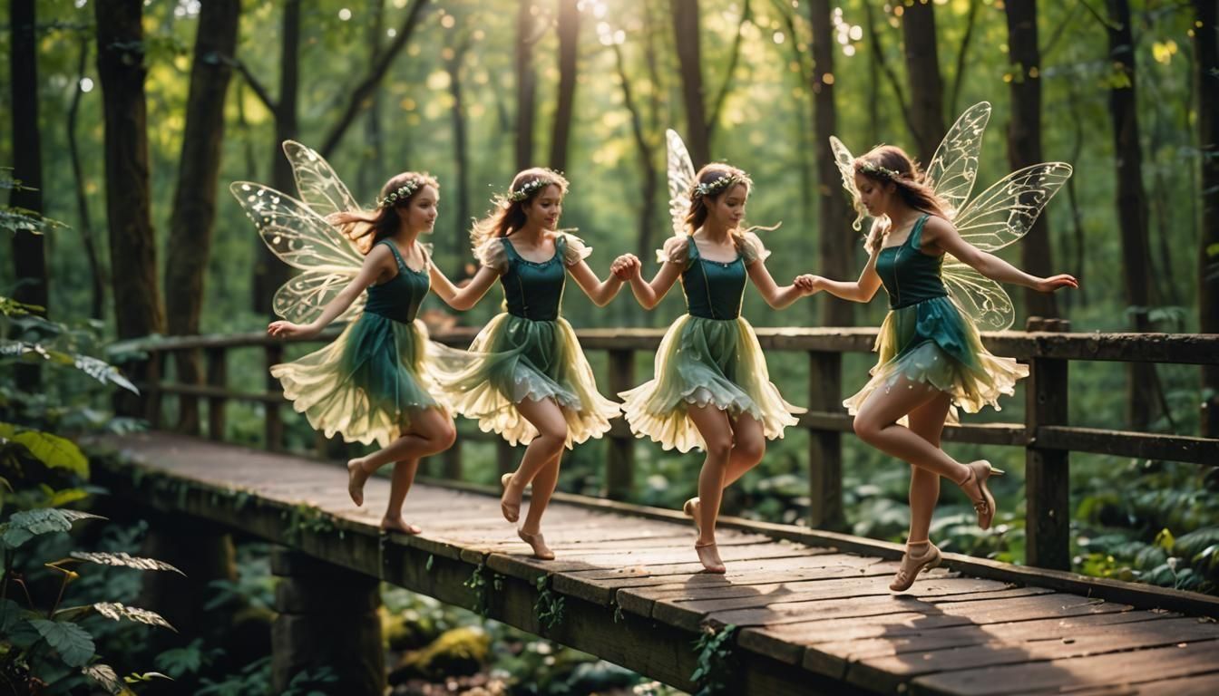Fairies Dancing in Forest: Professional Photography