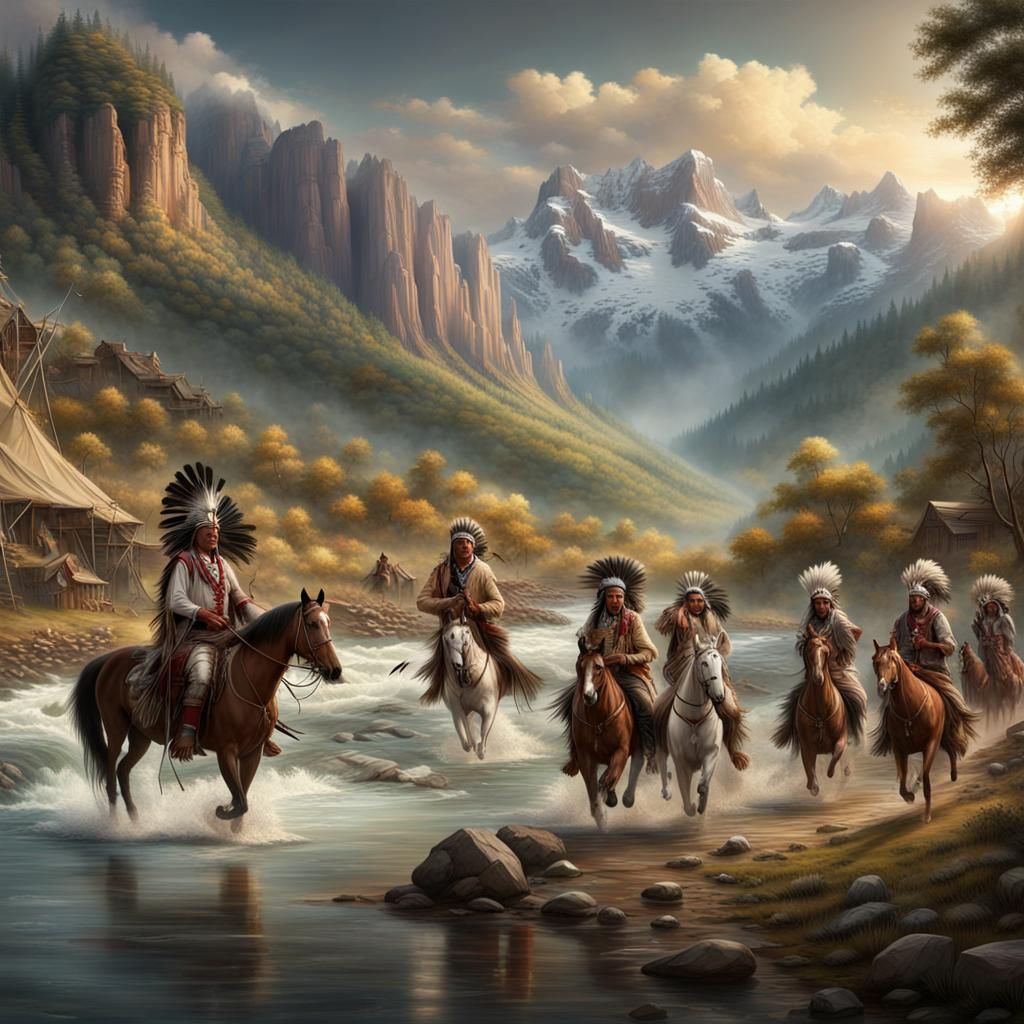 Vibrant Native American Village Scene