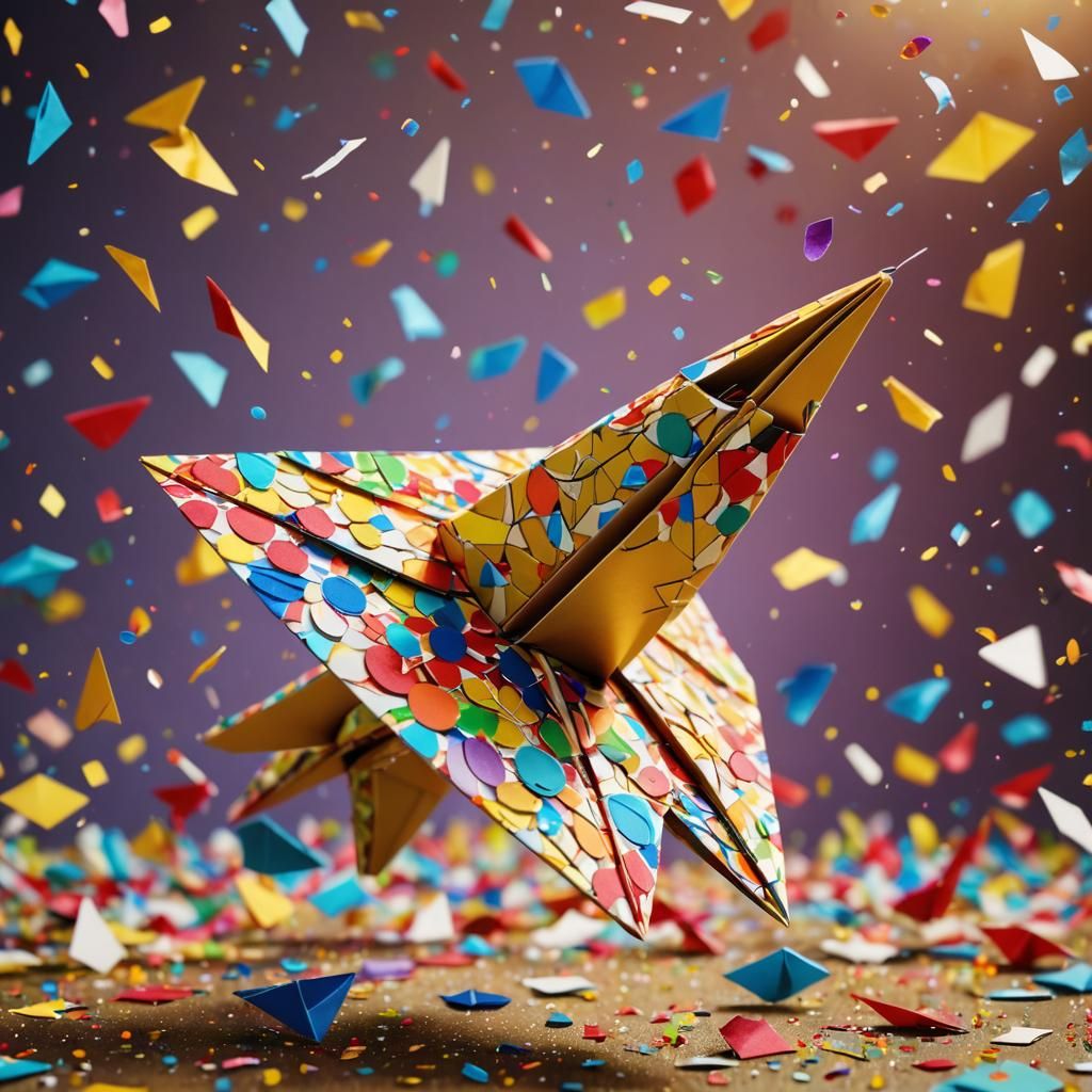 Origami Grenade Plane in Flight as Digital Art