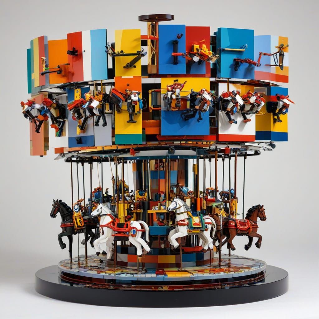 Geometric Abstract LEGO Carousel Painting