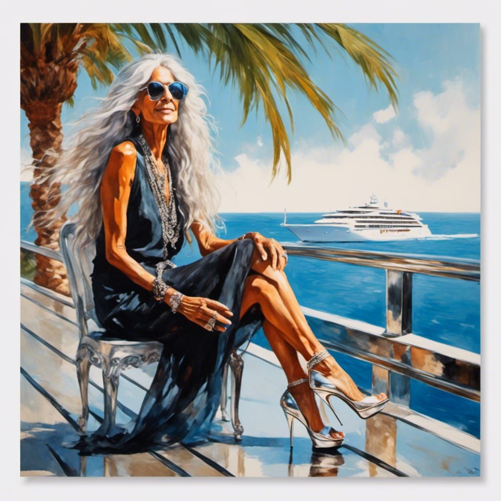 Fashionable Moroccan Woman on Yacht Deck