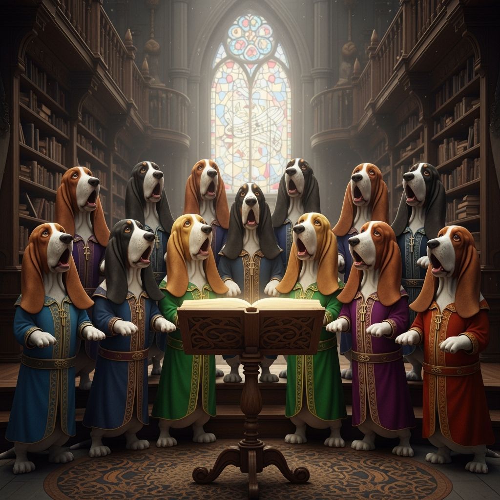 Hyper-Realistic Basset Hound Chorus in Harmony