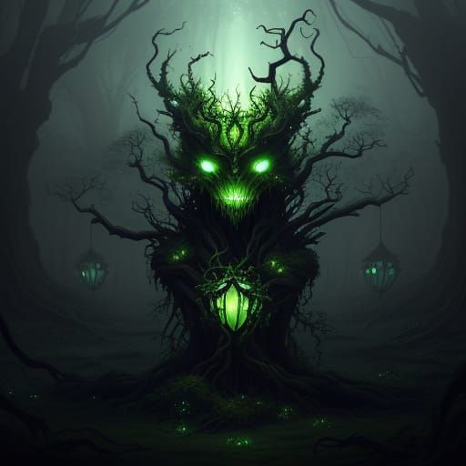 Surreal, Semi-Ethereal Plant Monster in a Haunted, Dreamlike...