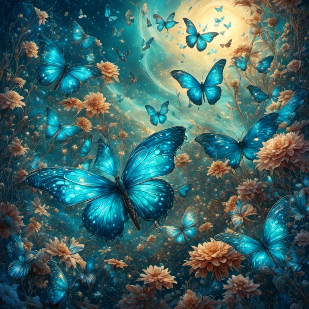 Blue Butterflies and Dragonflies in Cosmic Field