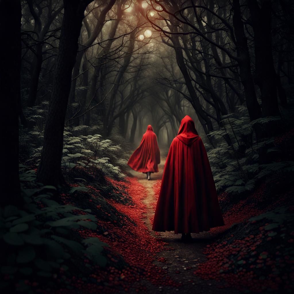 Eerie Forest Ritual in Vintage Photograph Style