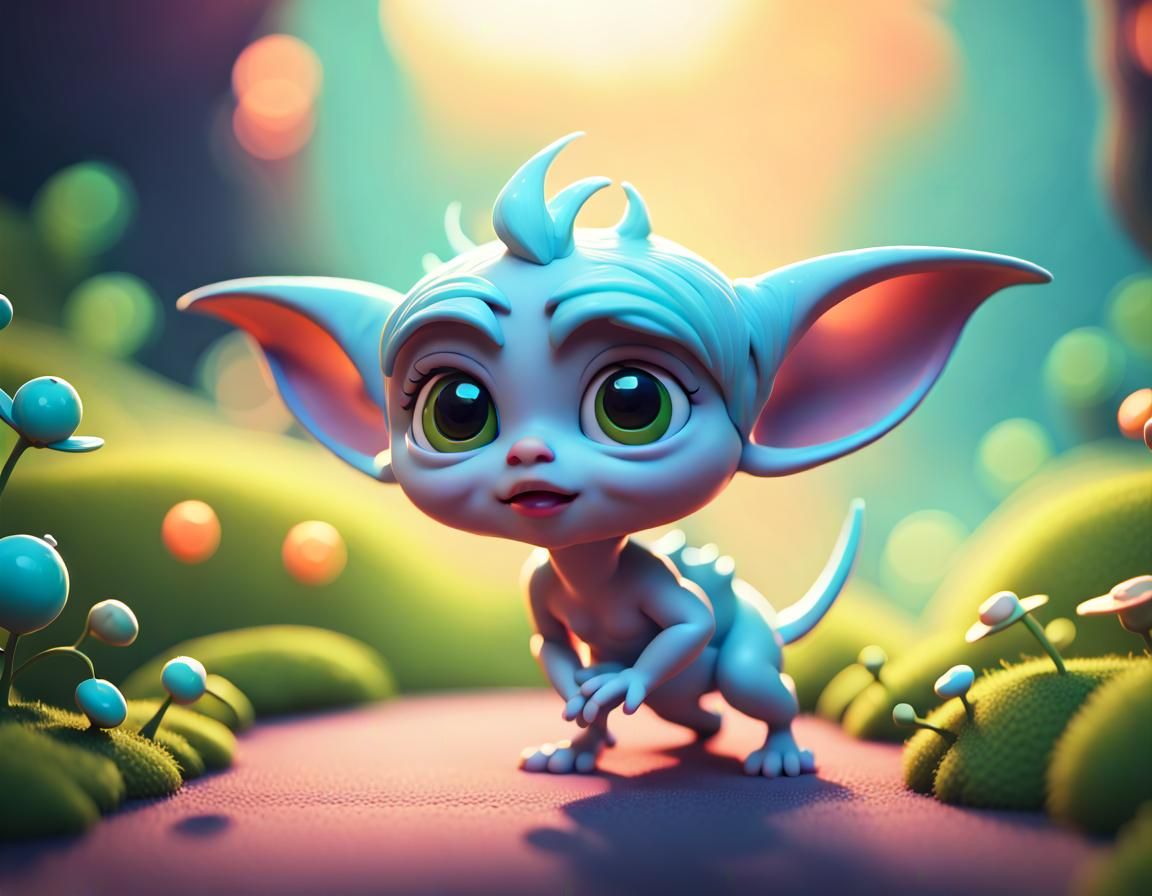Adorable Tiny Imp in 3D Digital Art