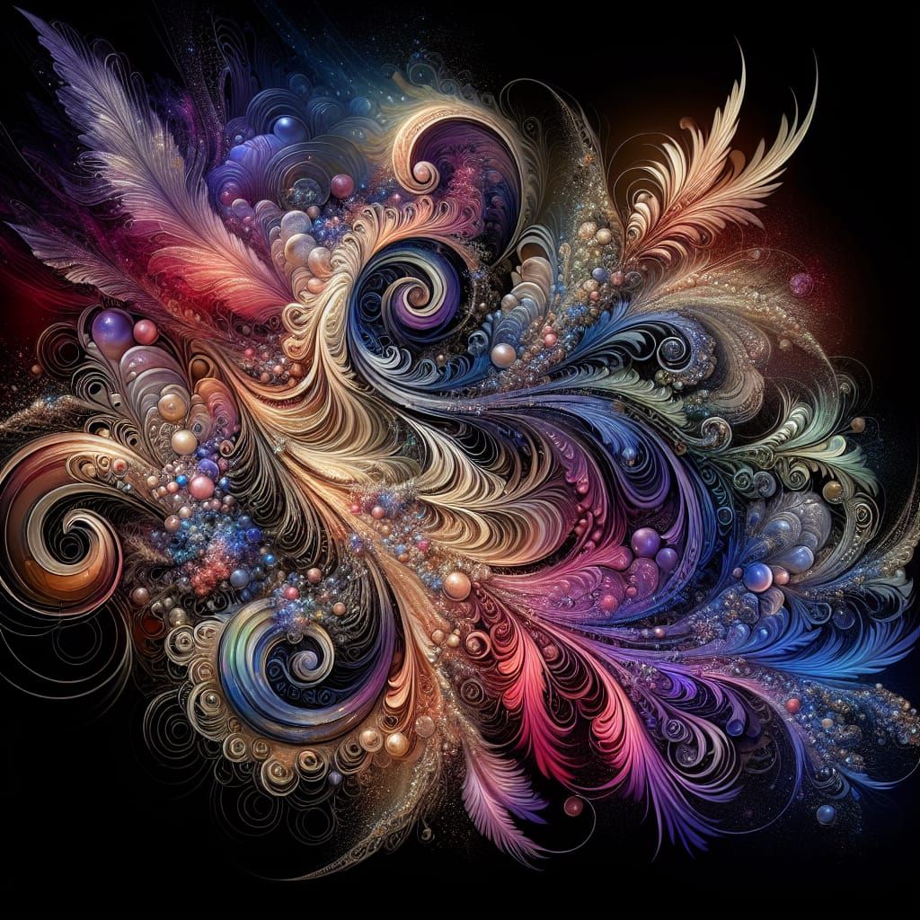 Ethereal Fantasy: Digital Paper with Swirls and Fractals