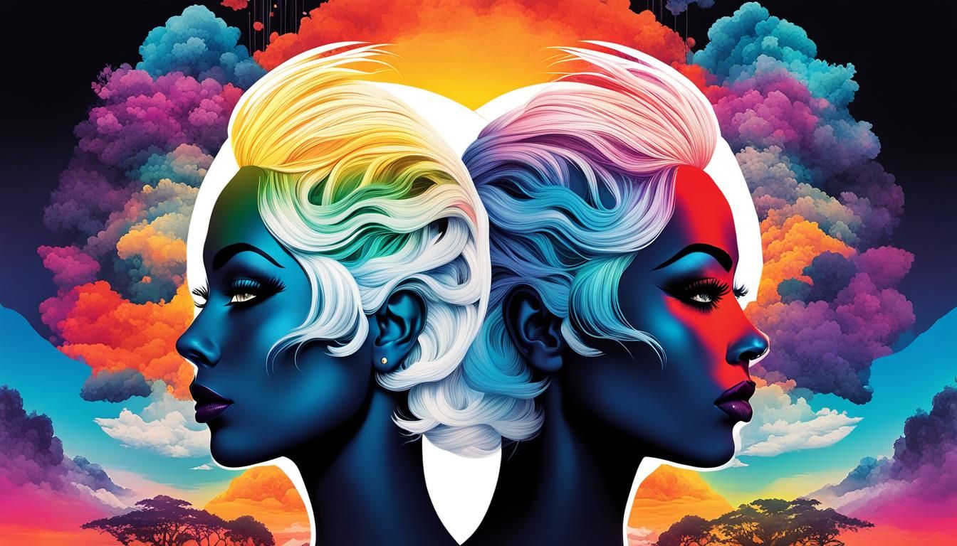 Vibrant Double Exposure Collage of a Woman