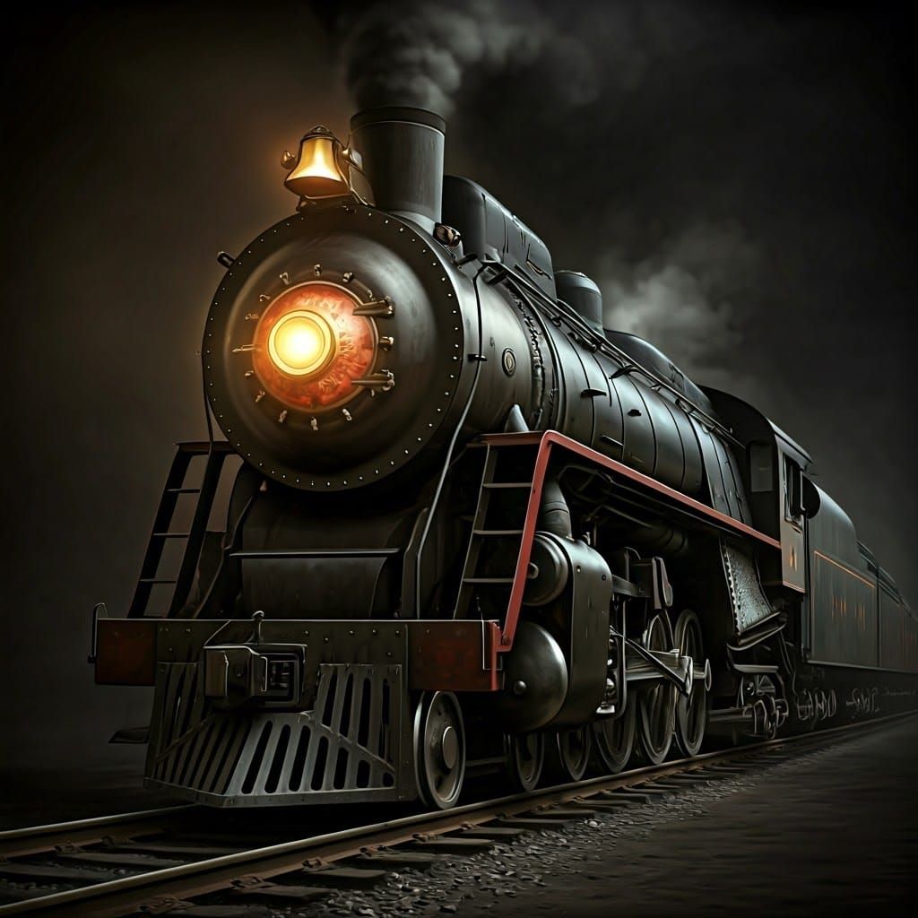 Sinister Train Conductor in Dark Cinematic Style
