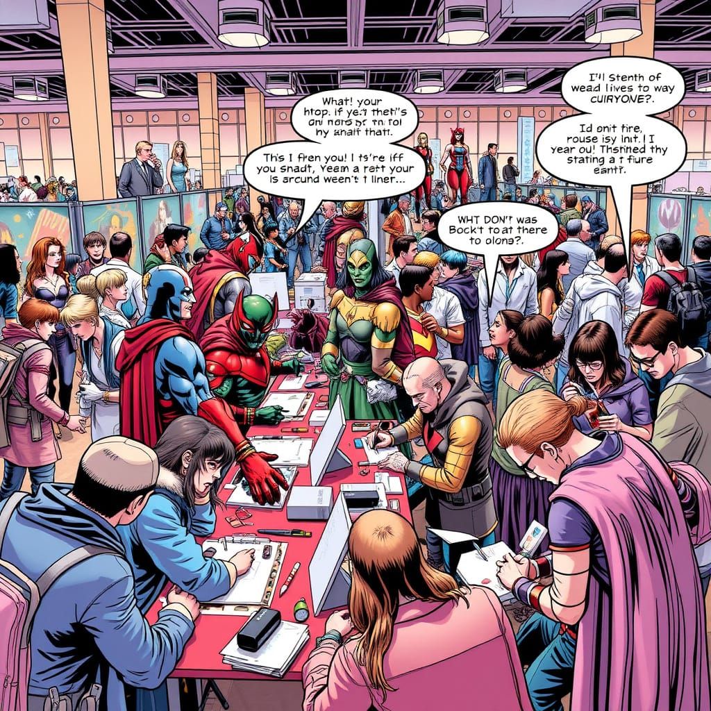 Comic Con Bustling with Cosplayers in Silver Age Style