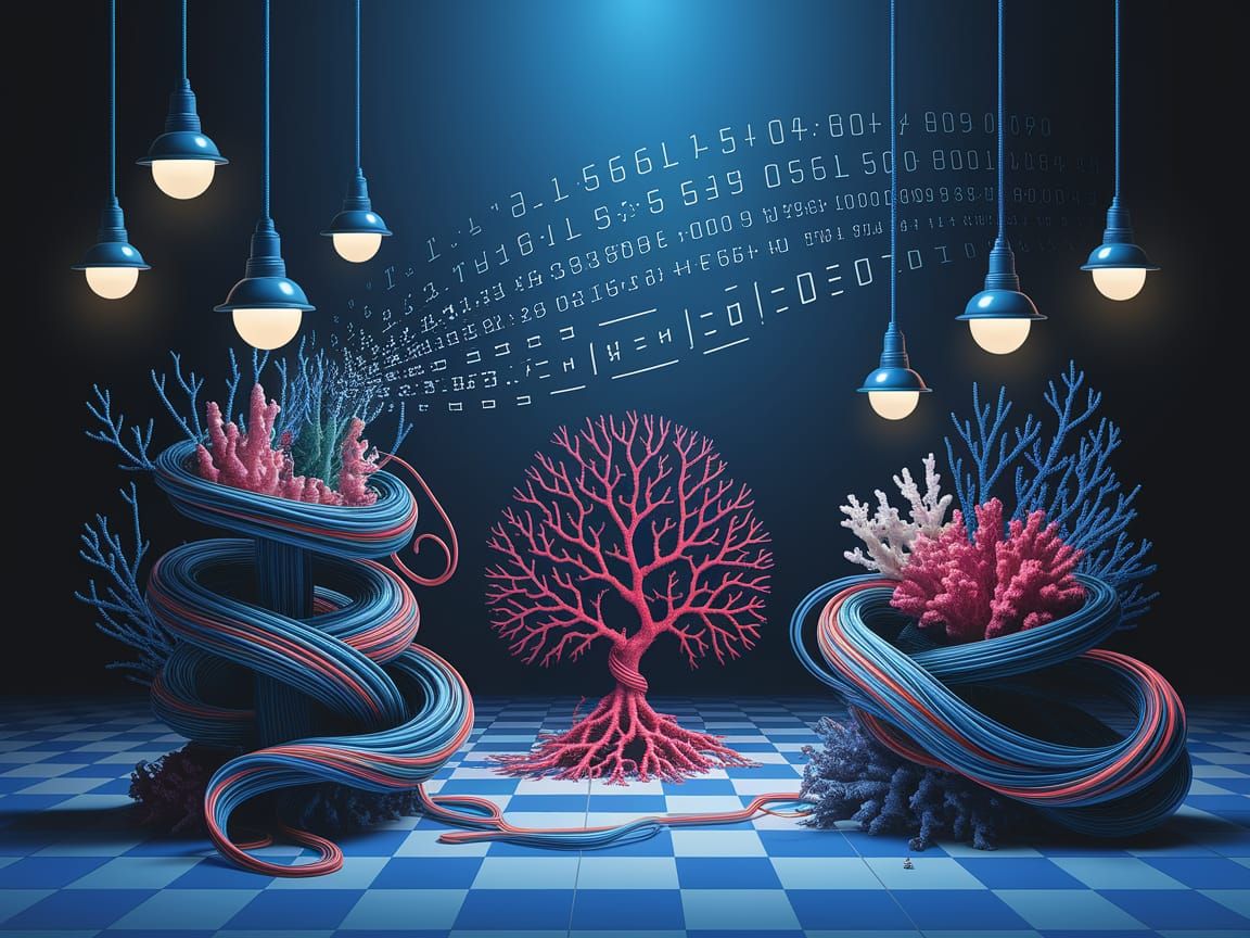 Abstract Wire Coral Reef in Digital Realism