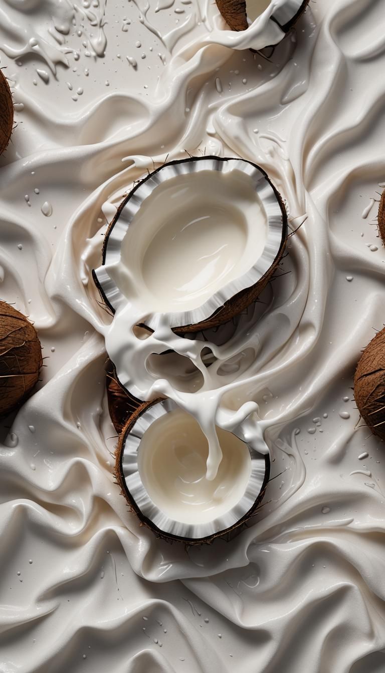 Hyperrealistic Coconut Label on White Cloth, 8K