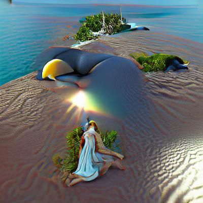 Floating Island in Surreal Digital Art Style