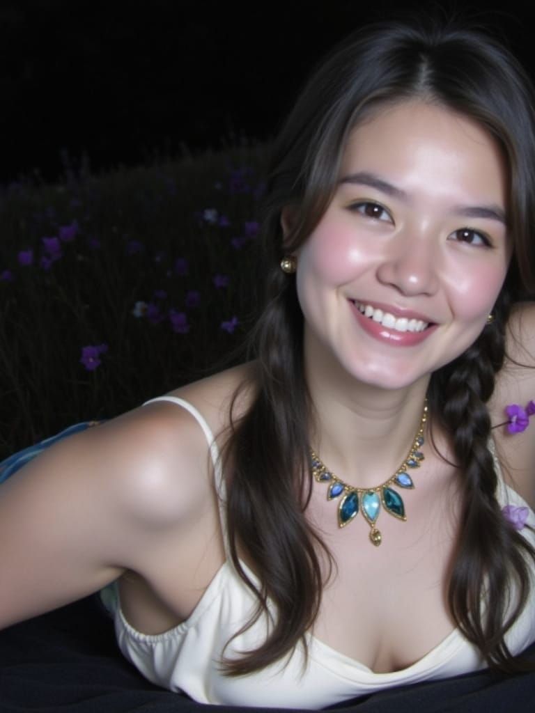 Hyperrealistic Portrait of a Young Woman in a Serene Landsca...