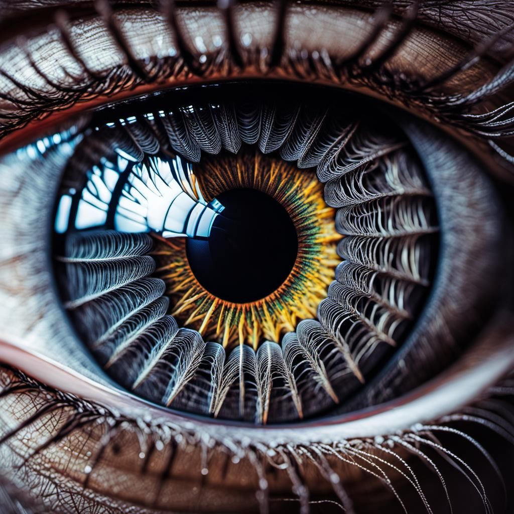 Spiderweb Eye Macro: Hyperrealistic Synthwave Art