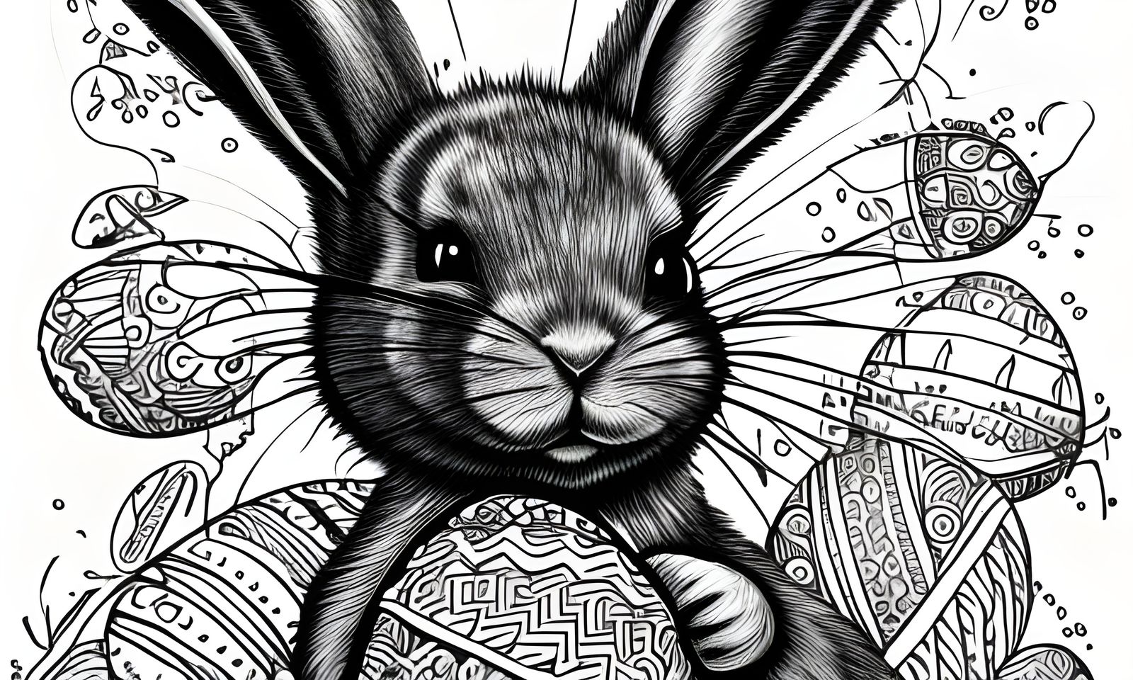 Easter Bunny Coloring Page in Black and White