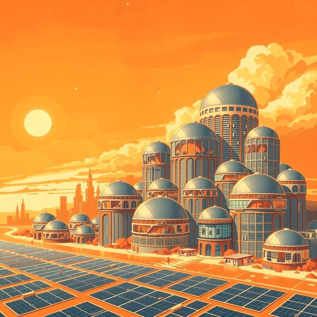 Retro-Futuristic Solar City: 1950s Vision