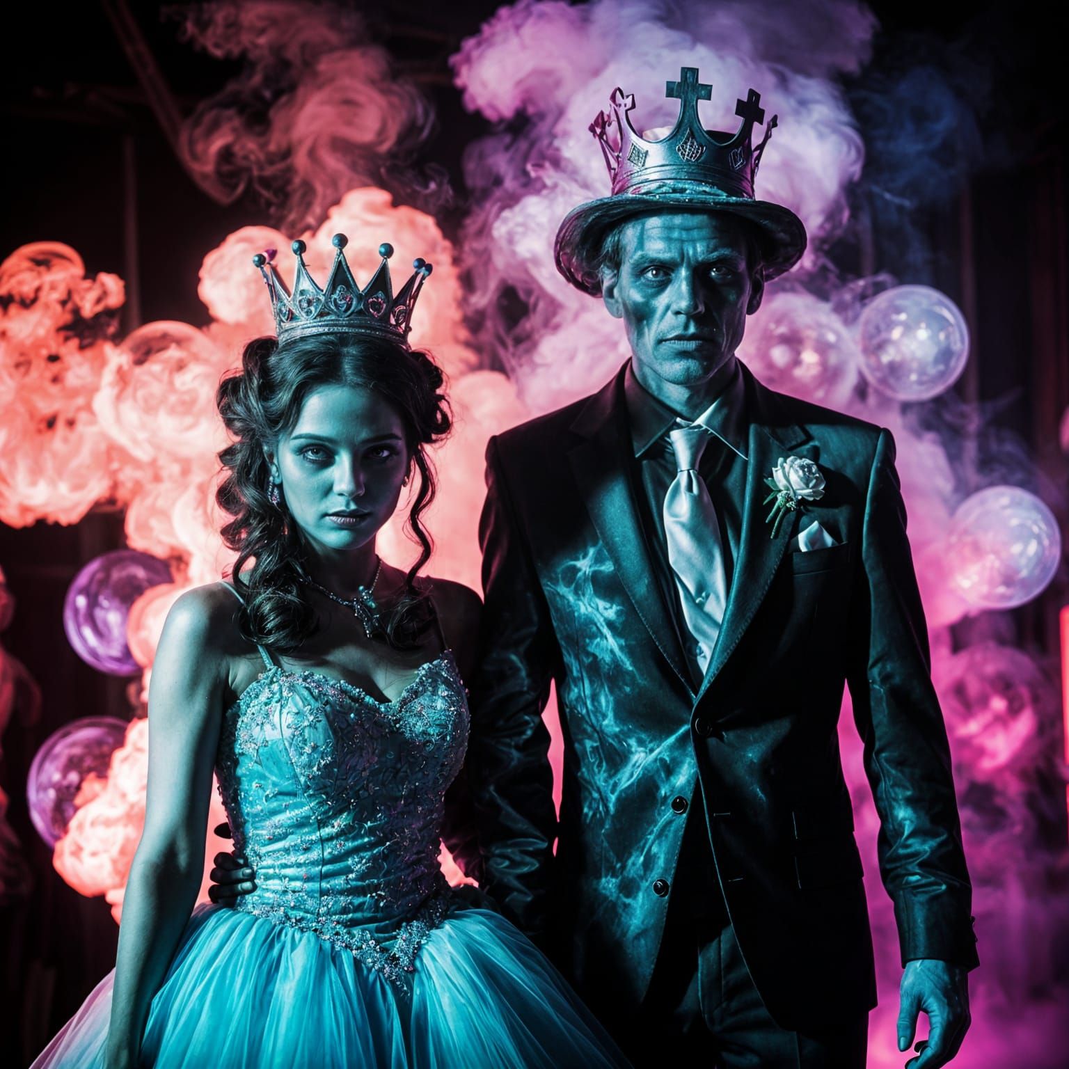 Neon Smoke Zombie Prom King and Queen