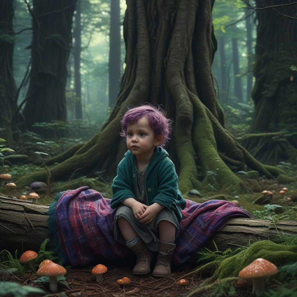 Celtic Goddess Baby Girl with Violet Hair