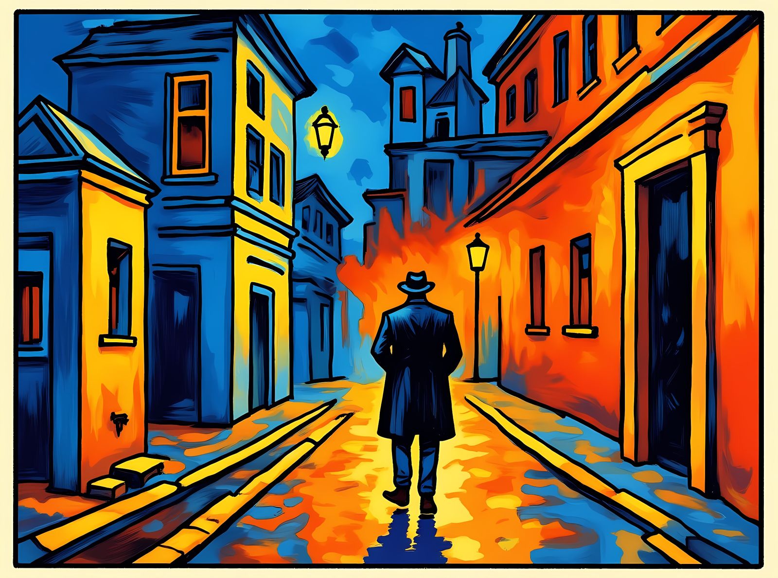 Detective Solves Mystery in Noir Town, Vintage Cartoon Style