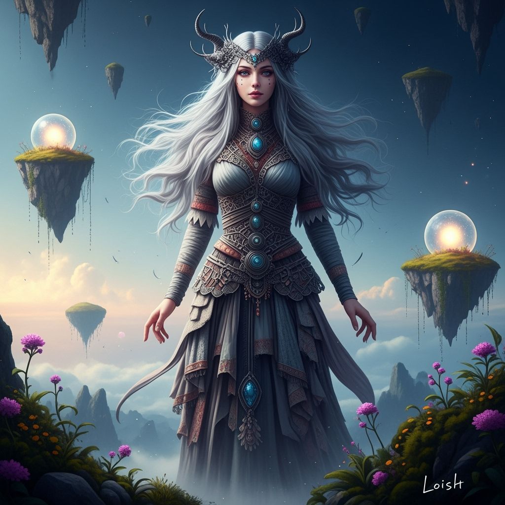 Mystical Woman in Surreal Ambiance, Digital Painting