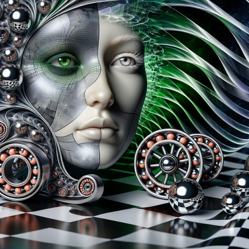 Ethereal Woman with Avian Augmentations in Digital Portrait