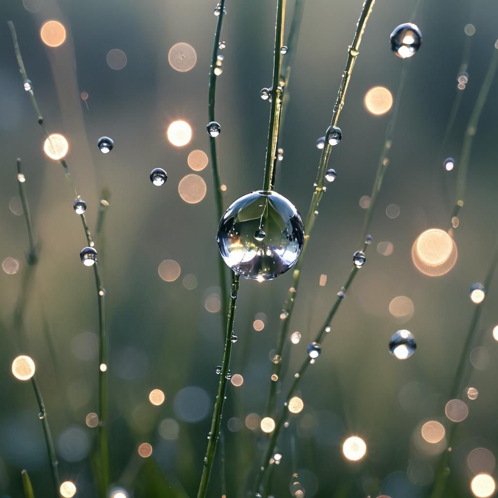 Sunlit Dewdrop Shines: Professional Nature Photography