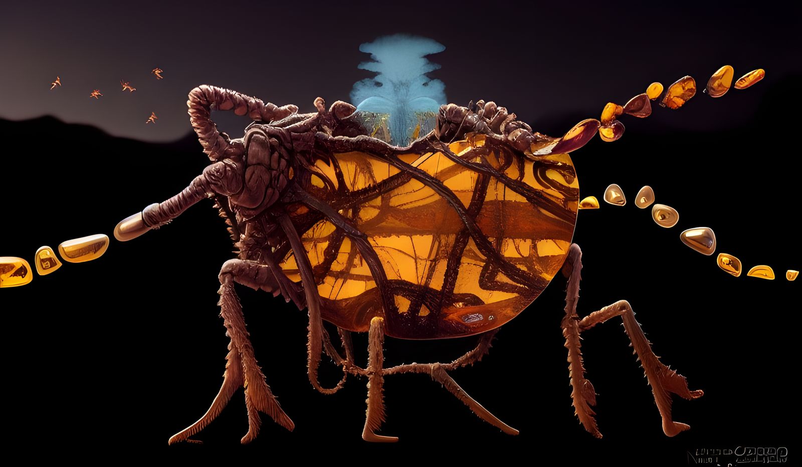 Insects Preserved in Amber, Surrealist 3D Art