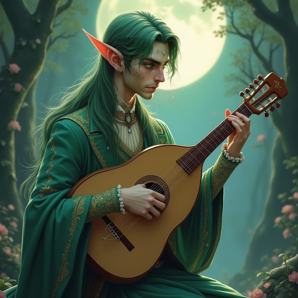 Ethereal Half-Elf Bard Portrait