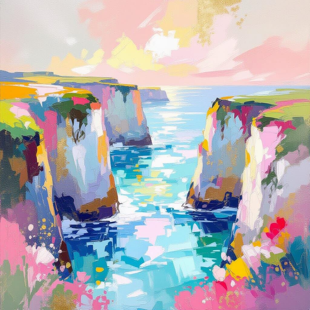 Cliffs Rendered in Impressionist Rococo Style